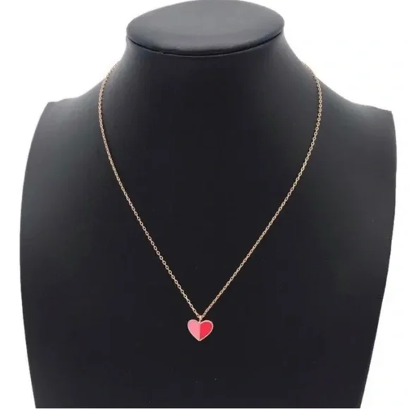 Kate Spade Heritage Red & Pink Heart Pendant with Beautiful Rose Gold Chain - Picture 6 of 7